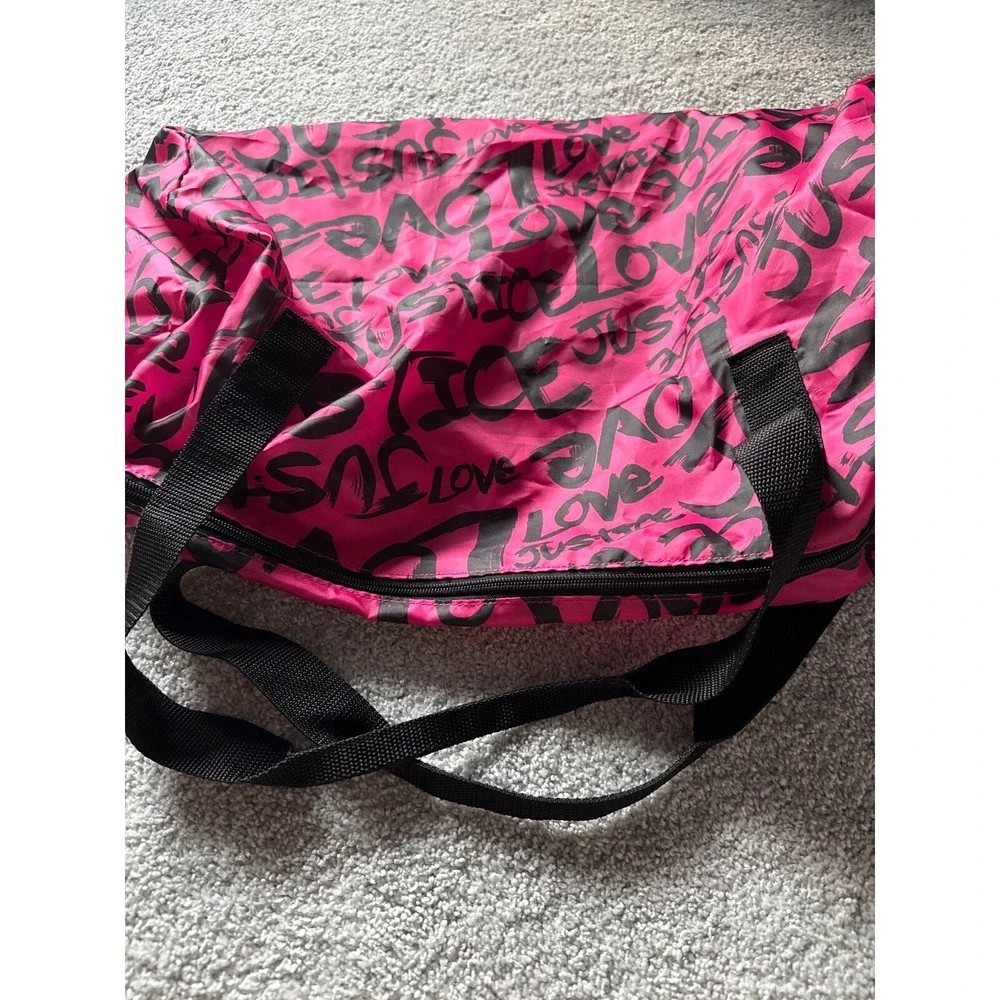 NEW 2019 Justice Girls Duffel Bag Live Justice Print 20x15 Overnight Travel Tote